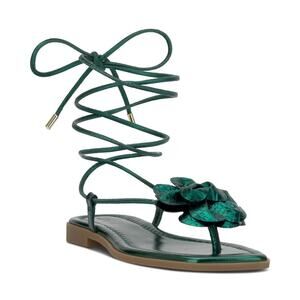 I.N.C. Womens Gilma Flower Flat Green 9M Viking Gladiator Goddess Sandals Shoes